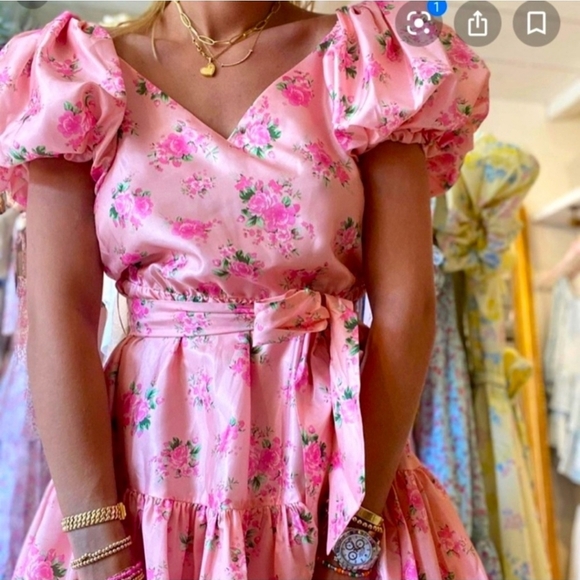 LoveShackFancy Dresses & Skirts - NWT Loveshackfancy Floral pink Puff Sleeve Short Dress Cecilia Women's 2